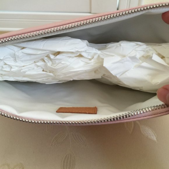 Moscardini Fienze ITALY Cosmetic Bag Pouch Wristlet Made Up Case PINK 10x7" NEW - Picture 6 of 9